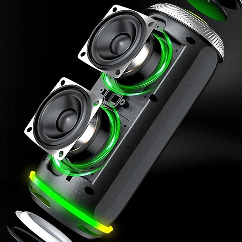 Bluetooth Speaker Waterproof - 360-Grad-Stereo-Wireless-Bluetooth-Lautsprecher, wasserdichter Lautsprecher mit farbigem Stimmungslicht,