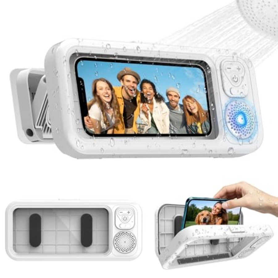 Bluetooth Speaker Waterproof - Wasserdichter Dusch-Handyhalter mit Kabellosem Bluetooth-Lautsprecher, 360°