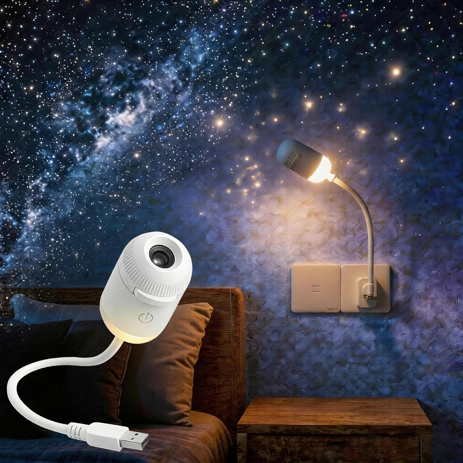 Mini Projector Portable - 2-in-1 Galaxie-Projektor Nachtlicht, USB Tragbarer Sternenhimmel
